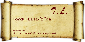 Tordy Liliána névjegykártya